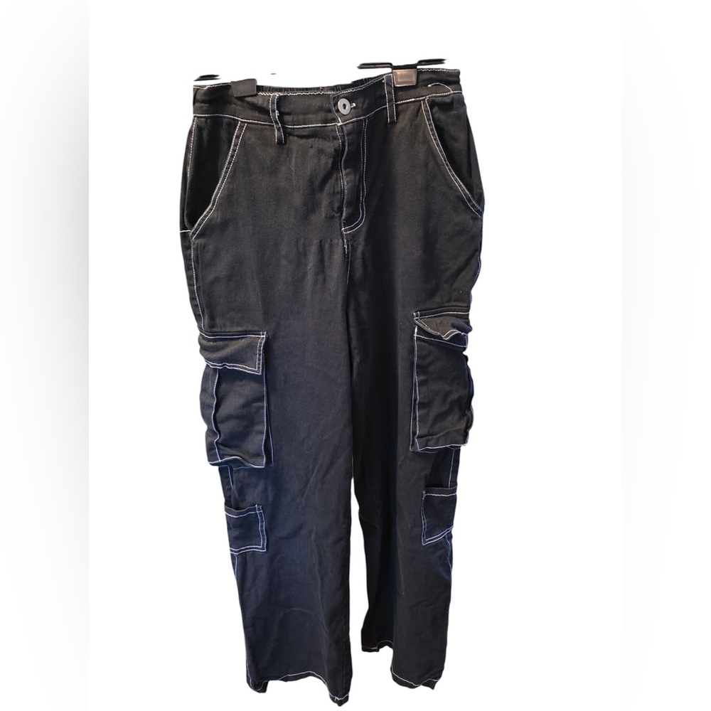 Orange Kiss Essentials Black Cargo Pants Size Small Utility Pocket Pants